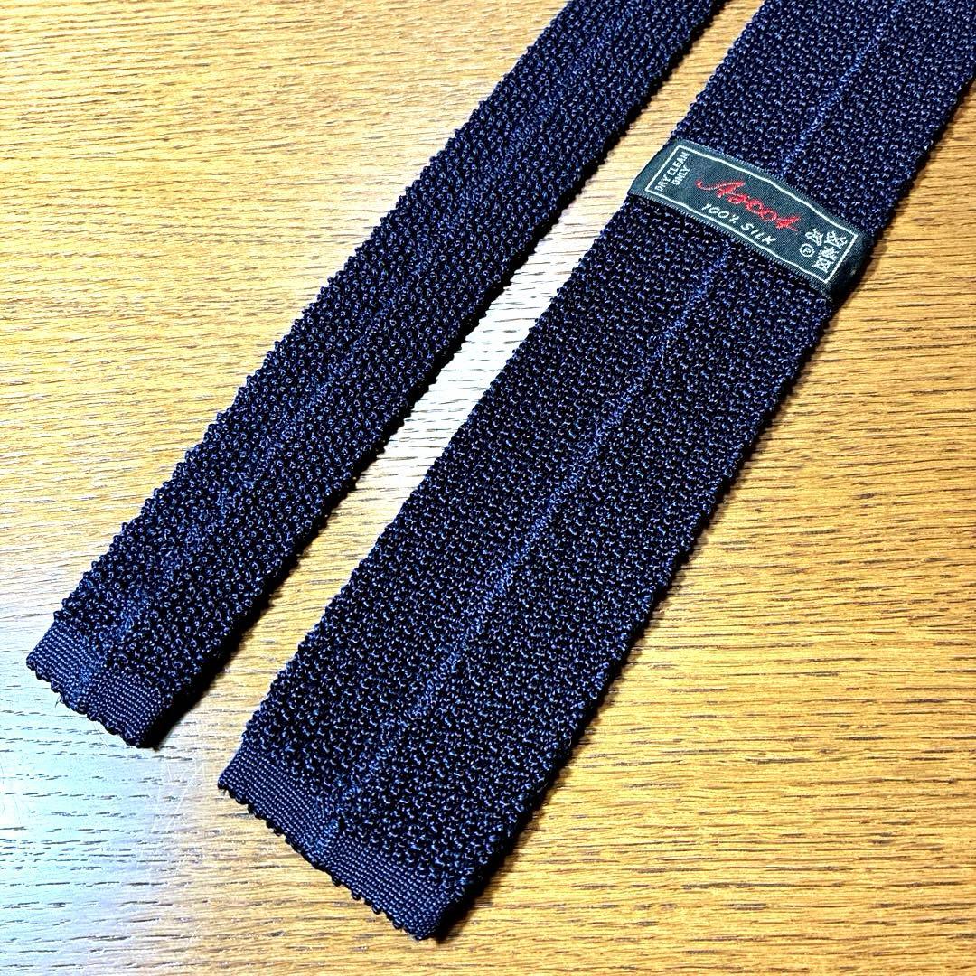 【美品】Ascot アスコット 紺ネクタイ