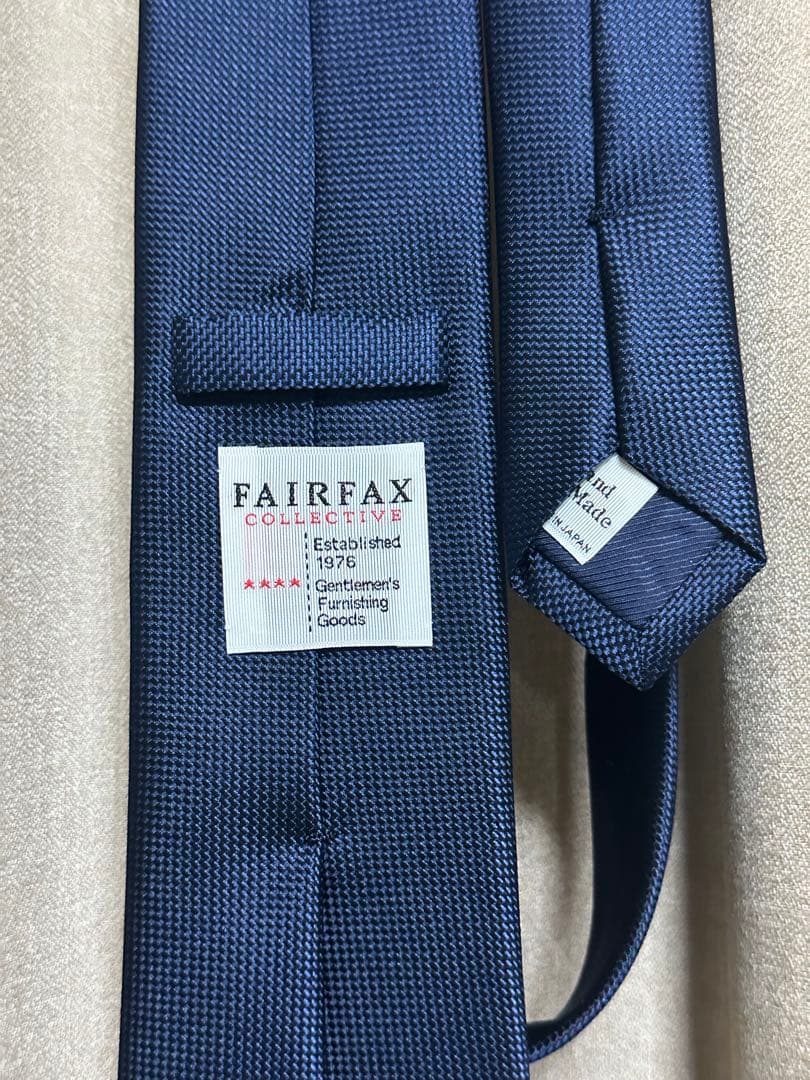 新品 未使用 フェアファクス ネクタイ ネイビー ソリッド Fairfax 無地