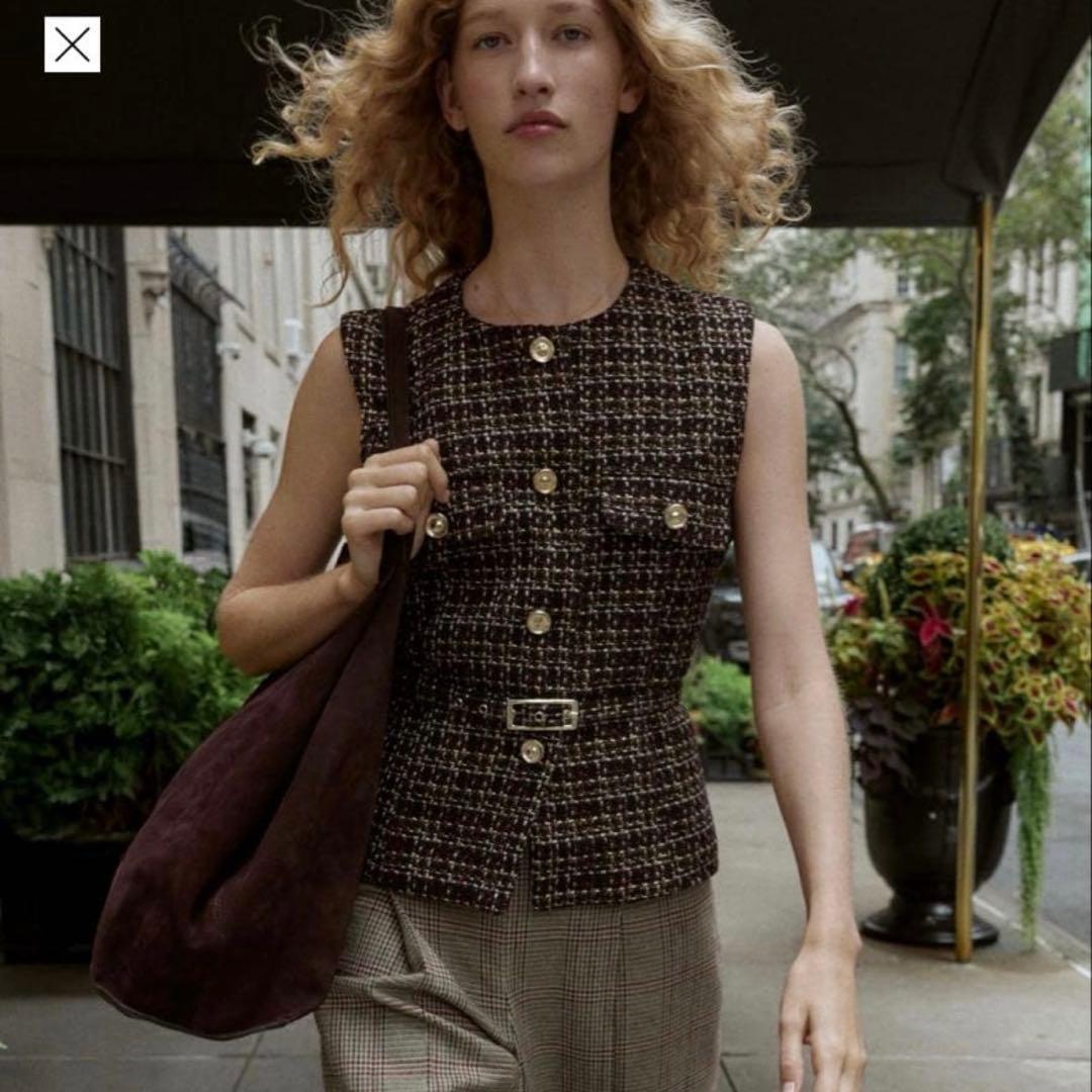 XS ZARA ベルト付きテクスチャーベスト
