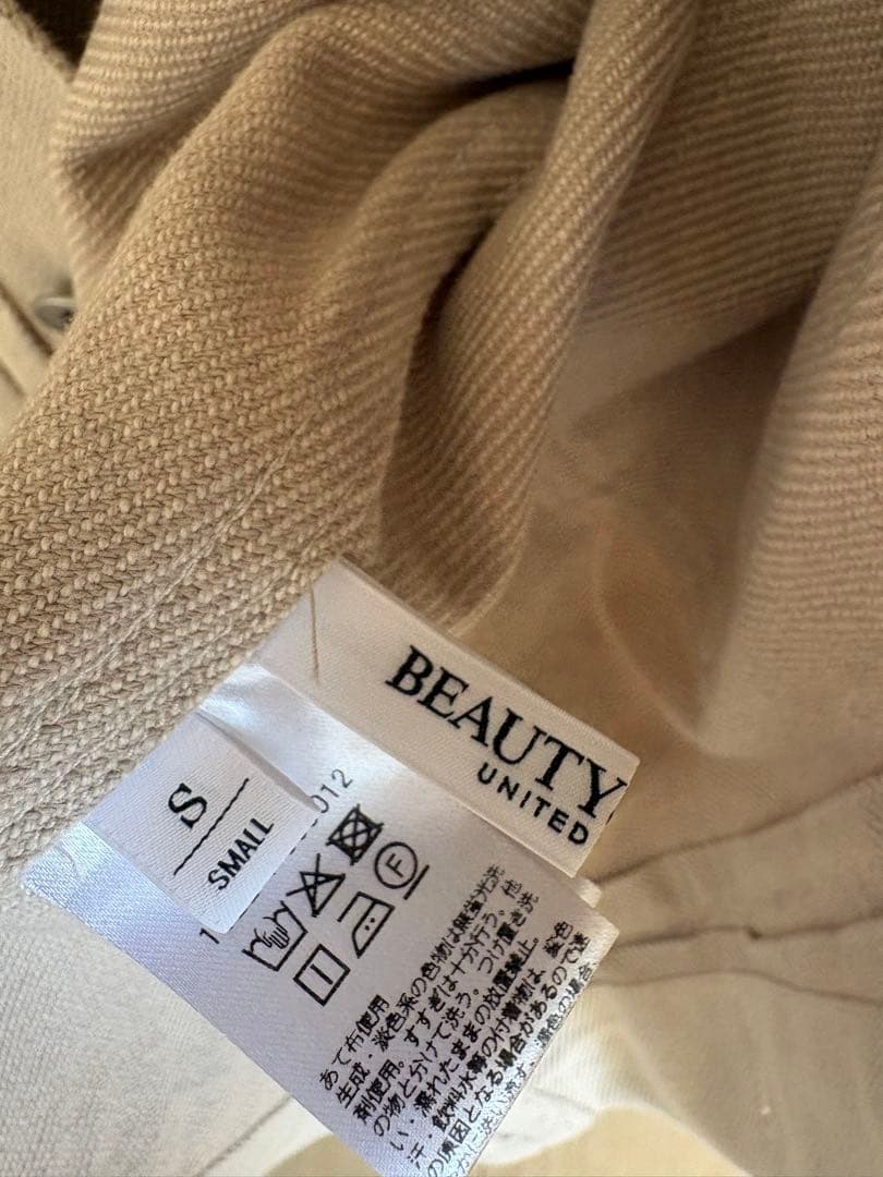 BEAUTY&YOUTH コットンツイルジャケットウォッシャブル S ナチュラル