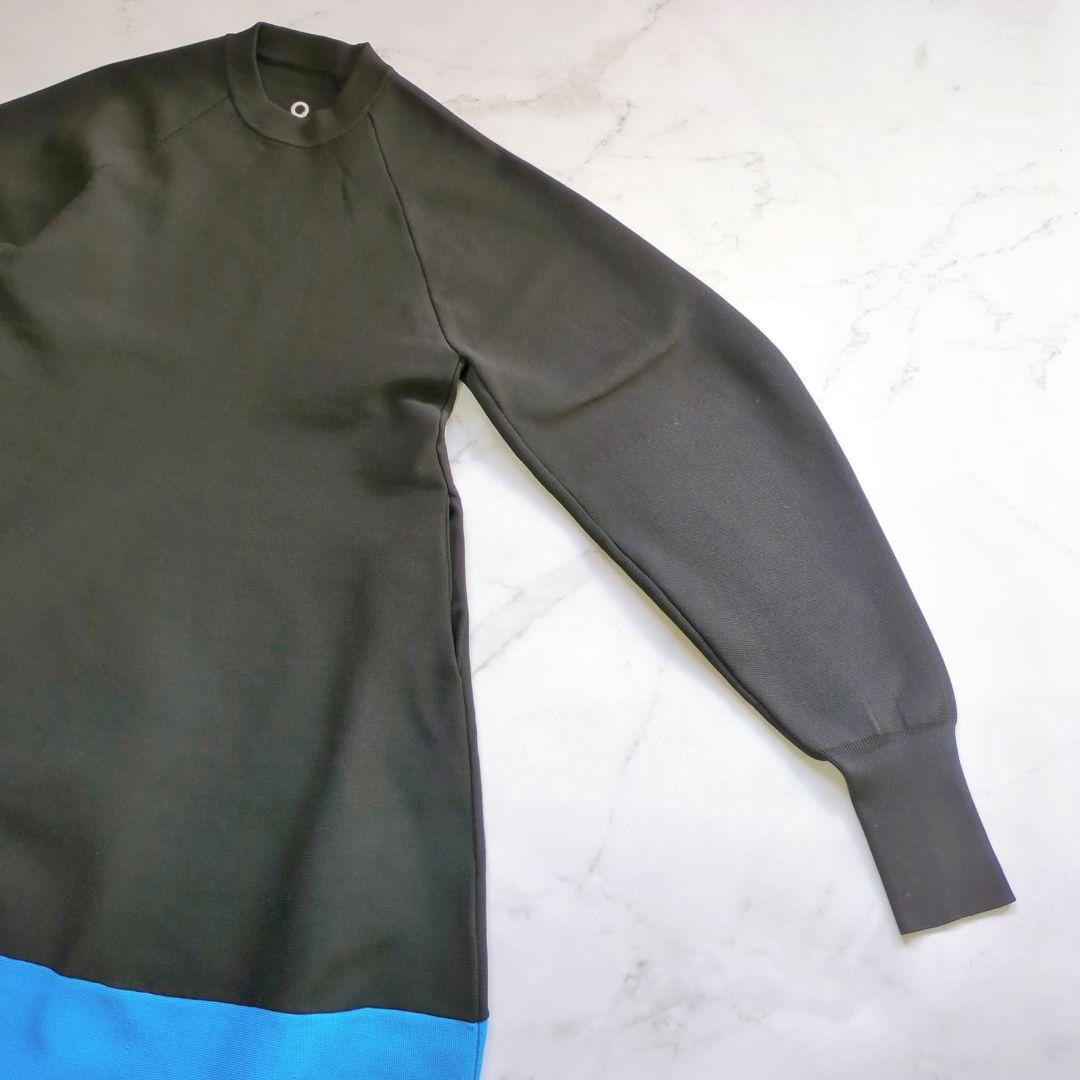 OMMO TENT LINE KNIT OP ロングワンピース バイカラー 黒