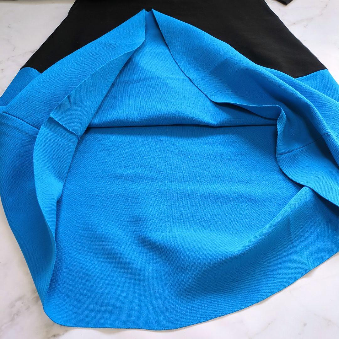 OMMO TENT LINE KNIT OP ロングワンピース バイカラー 黒