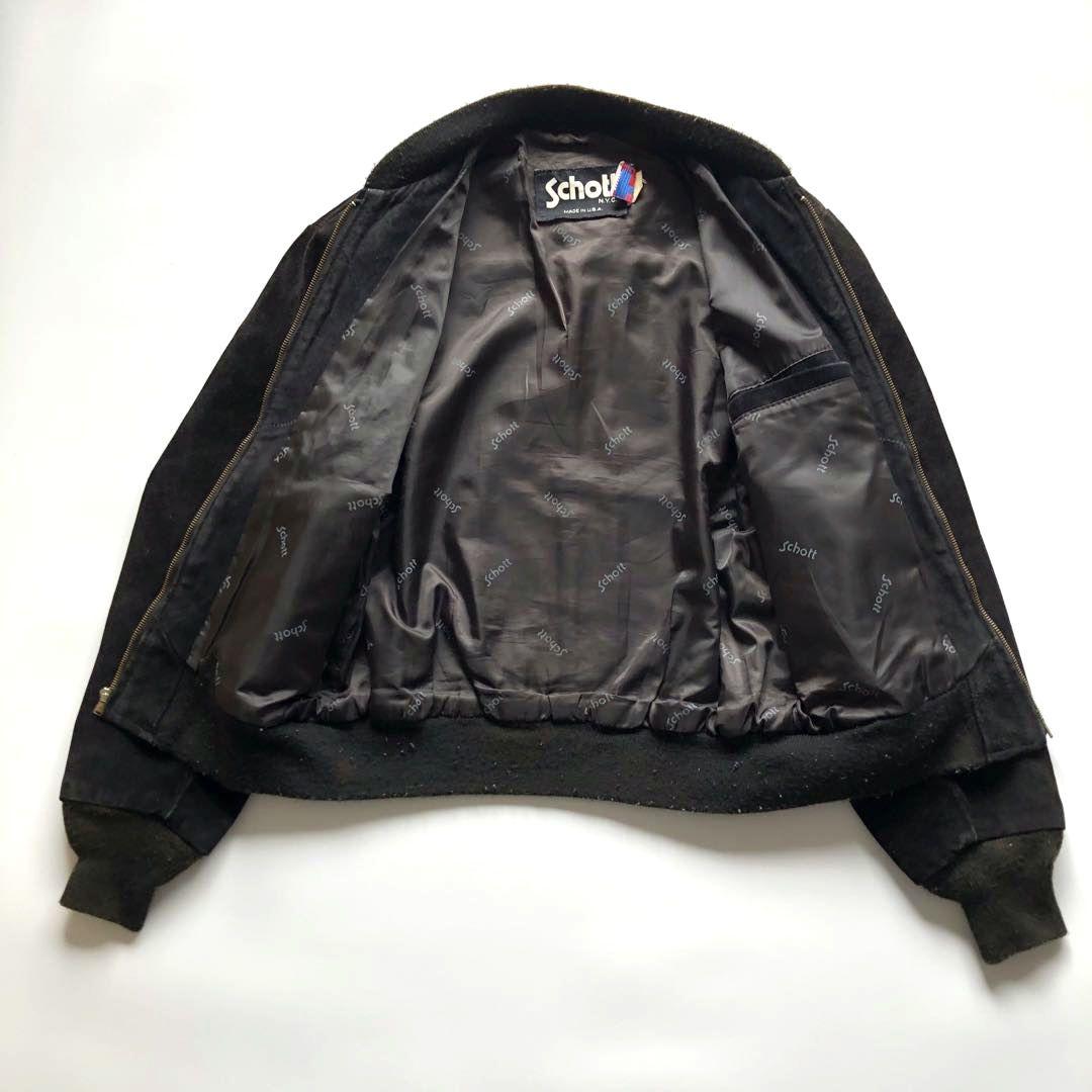 ★サイズ40★schott スエードボンバージャケット ブラック 短丈 レザー