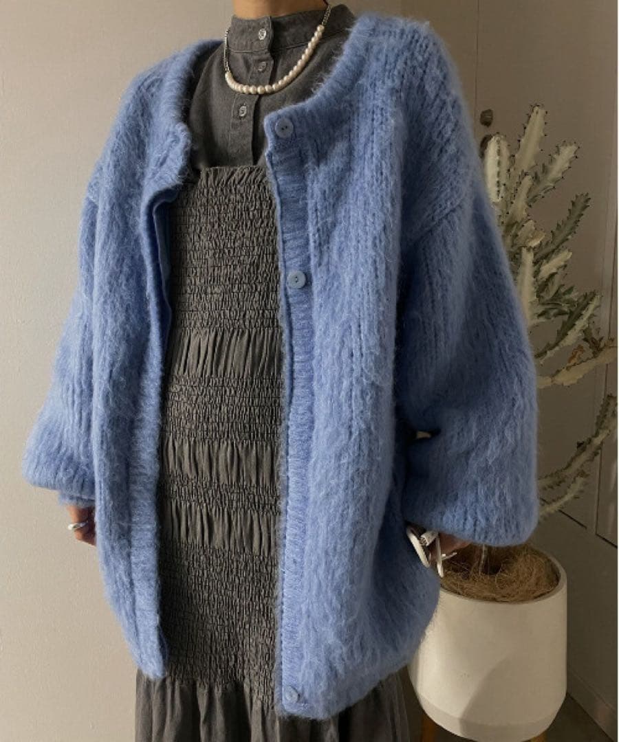 【美品】Ameri 2WAY MOHAIR SHAGGY KNIT
