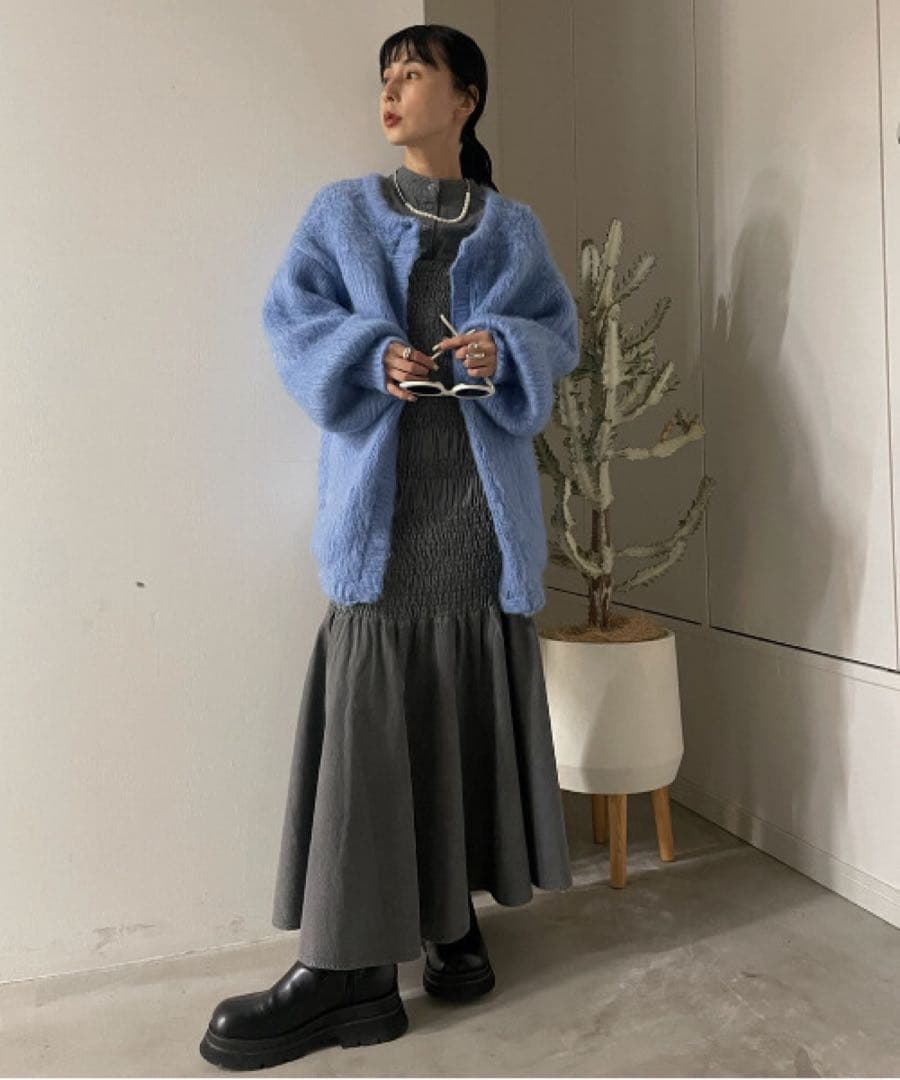【美品】Ameri 2WAY MOHAIR SHAGGY KNIT