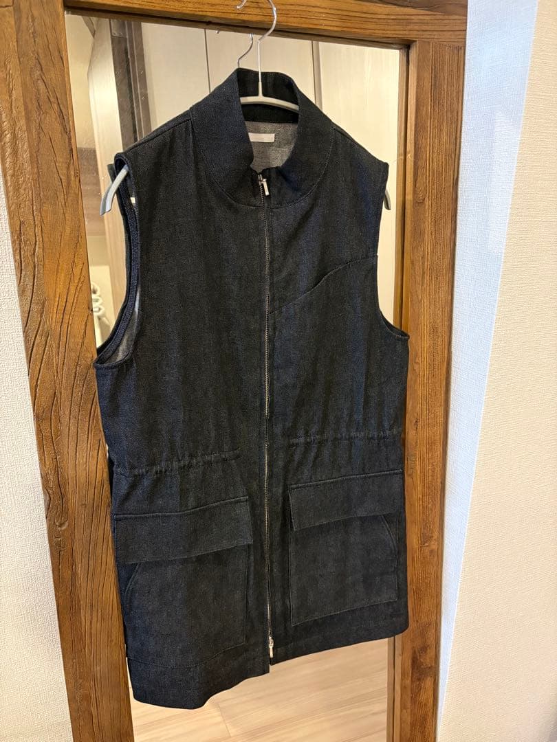 トップス enof denim work vest black