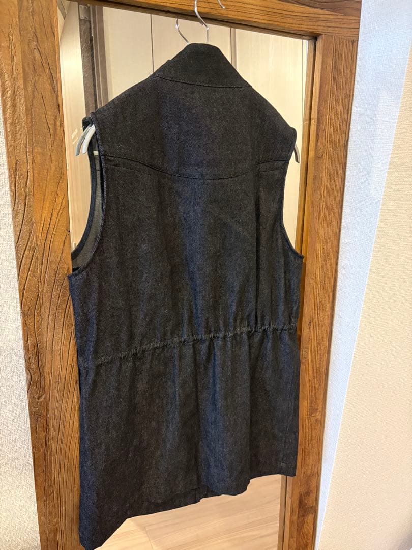 トップス enof denim work vest black