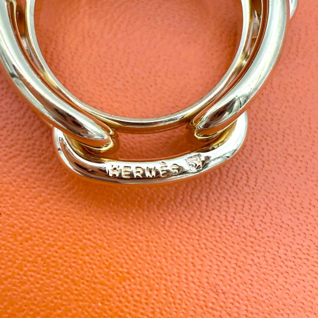 美品 HERMES シェーヌダンクル スカーフリング ゴールド エルメス 金