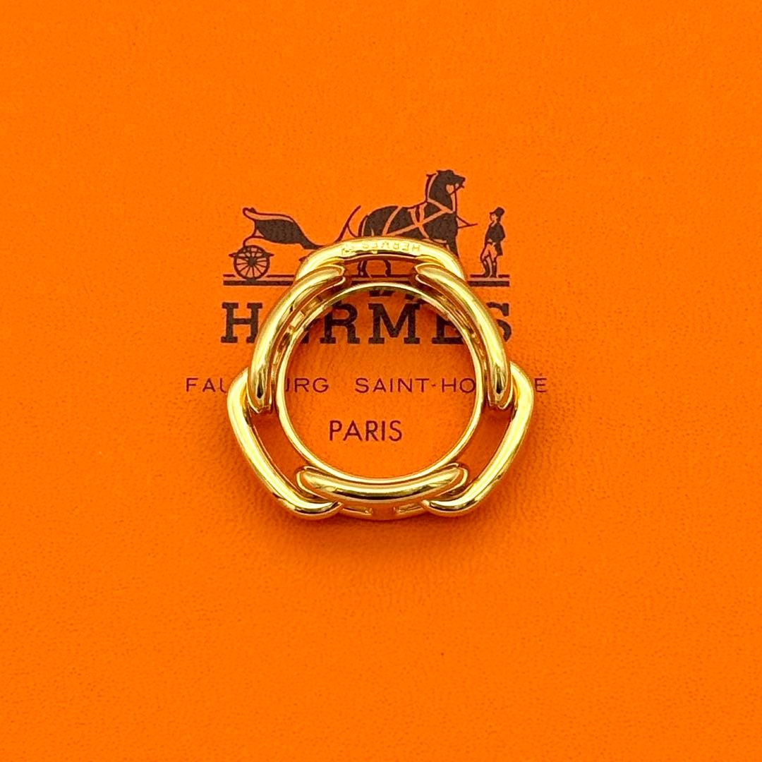 美品 HERMES シェーヌダンクル スカーフリング ゴールド エルメス 金