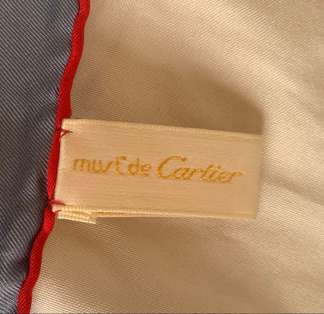 must de Cartier 時計柄　スカーフ　イタリア製　シルク