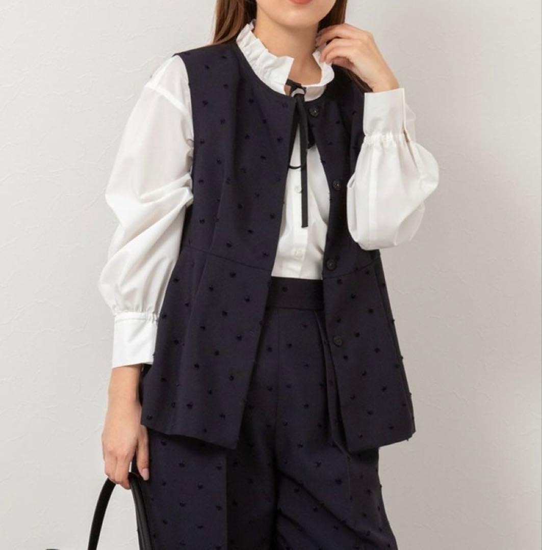 【1度着用のみ美品】ノーリーズ フリル衿シャツ 25年モデル ブラウス ボウタイ
