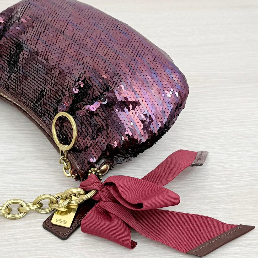 バッグ Coach Purple Poppy Sequins Bag Rare