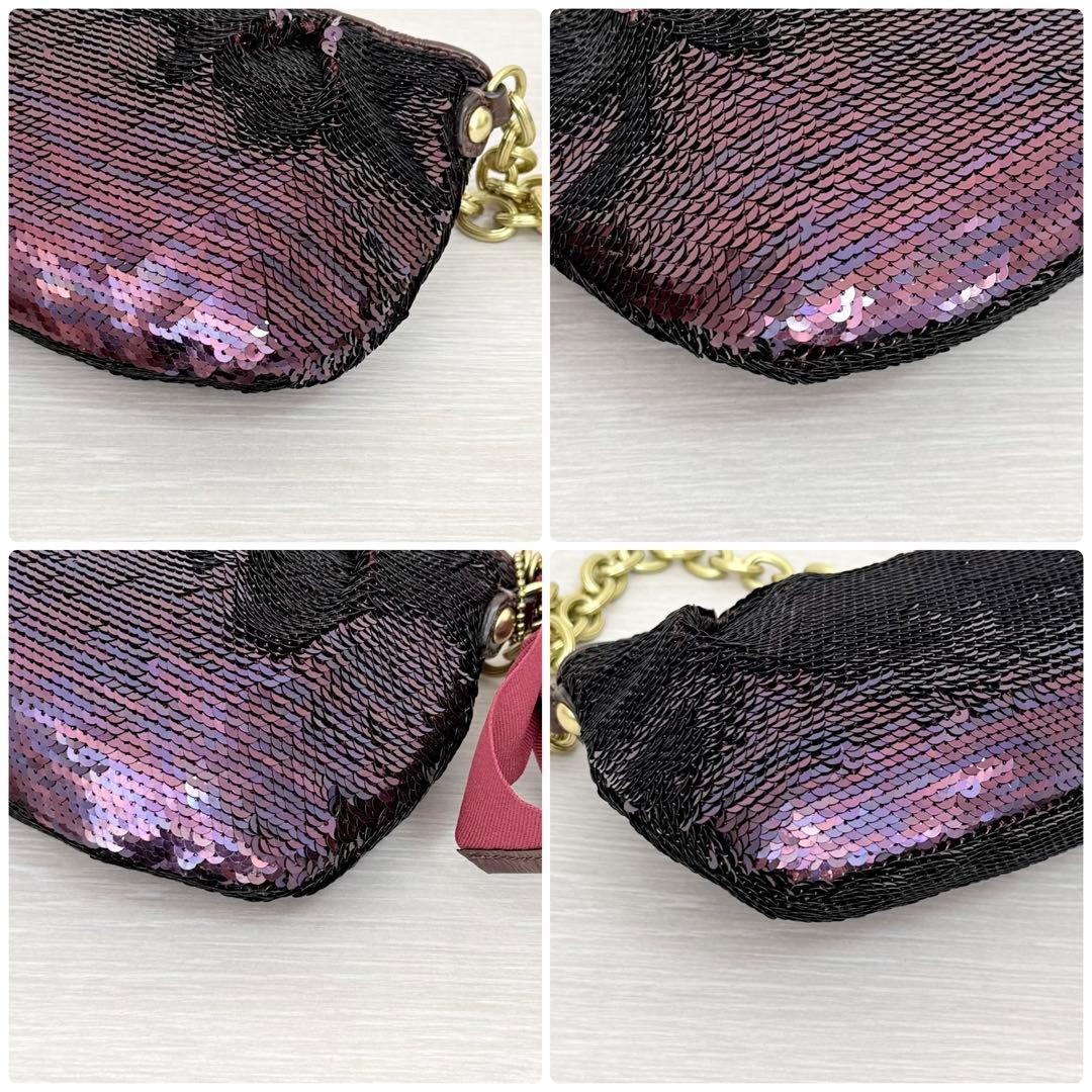 バッグ Coach Purple Poppy Sequins Bag Rare