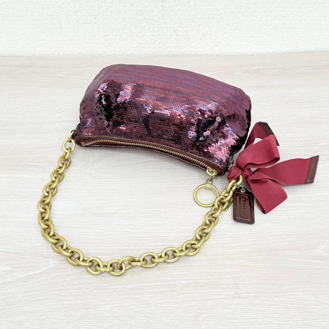 バッグ Coach Purple Poppy Sequins Bag Rare