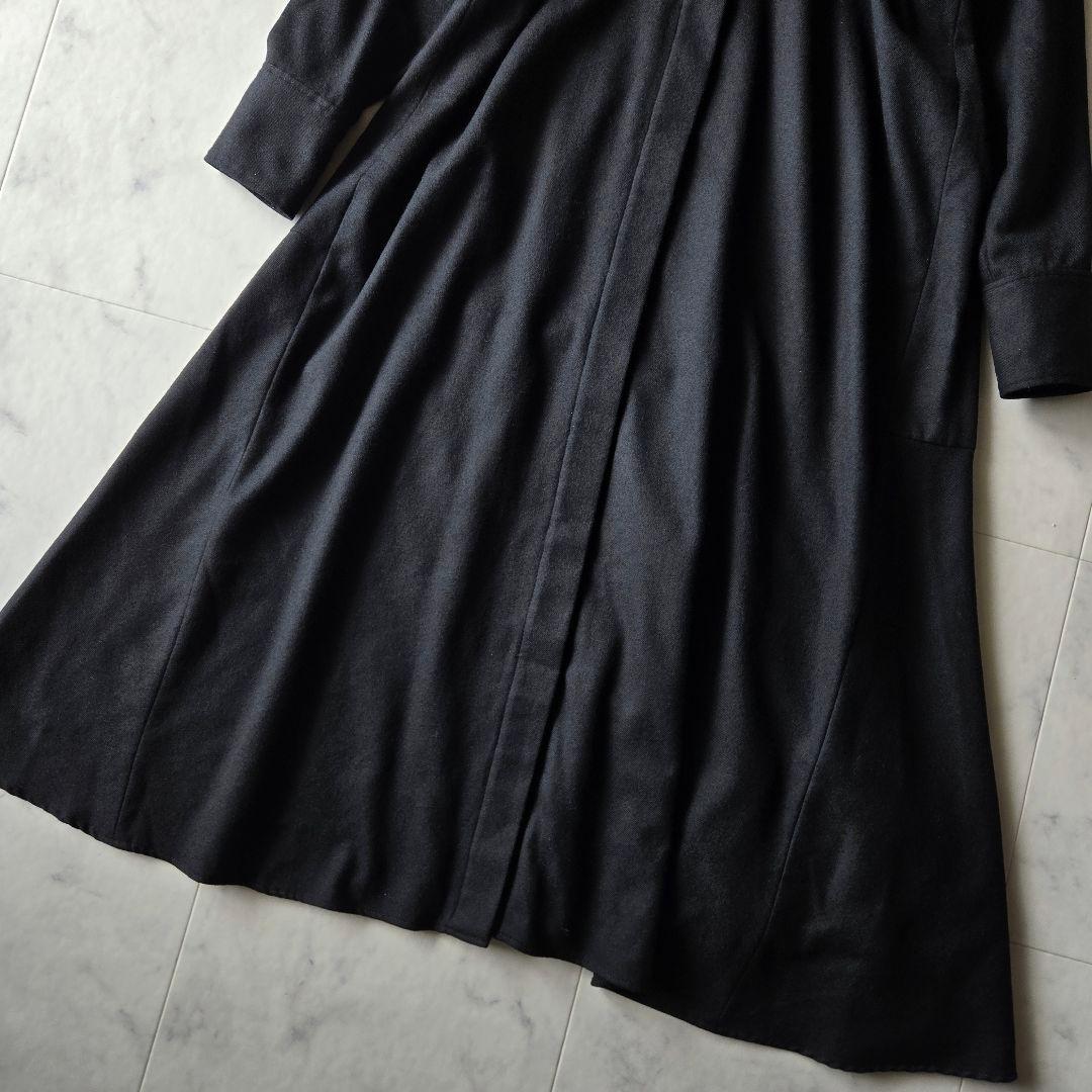 美品✨プルミエアロンディスモン　サキソニーワンピース　黒　ブラック　ウール