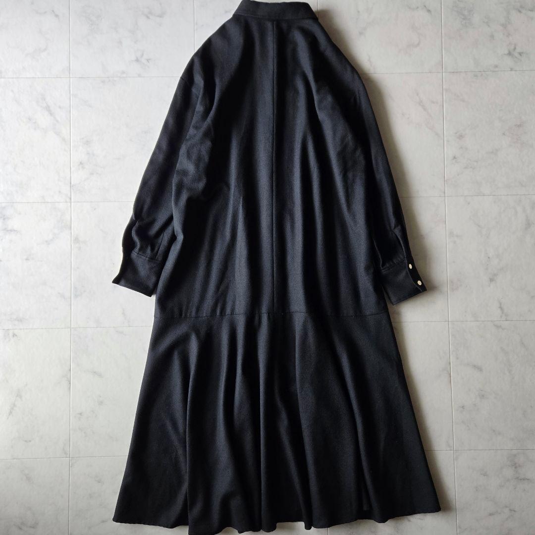 美品✨プルミエアロンディスモン　サキソニーワンピース　黒　ブラック　ウール