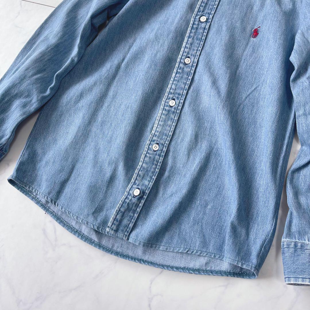 Ralph Lauren ダンガリーシャツ デニムシャツ レッドポニー刺繍 L