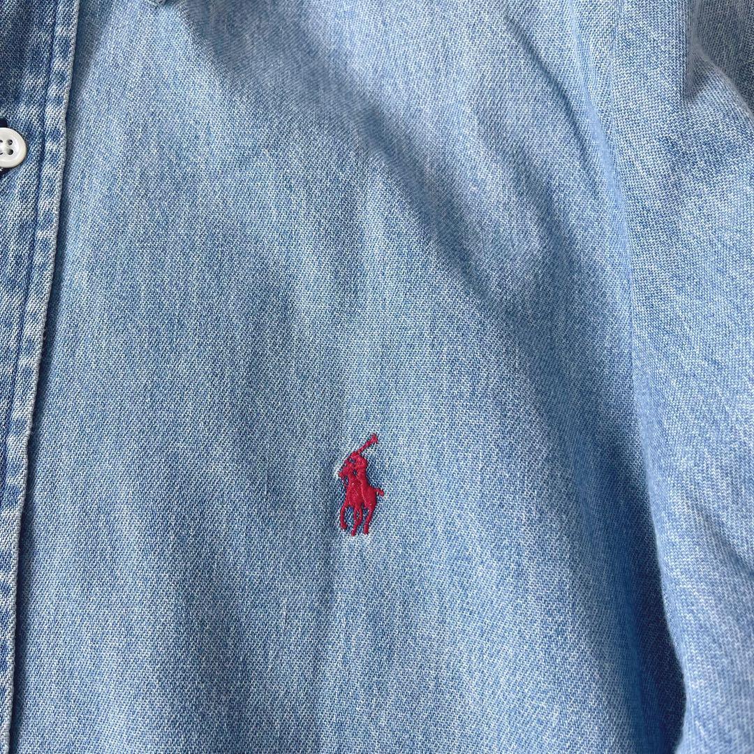 Ralph Lauren ダンガリーシャツ デニムシャツ レッドポニー刺繍 L