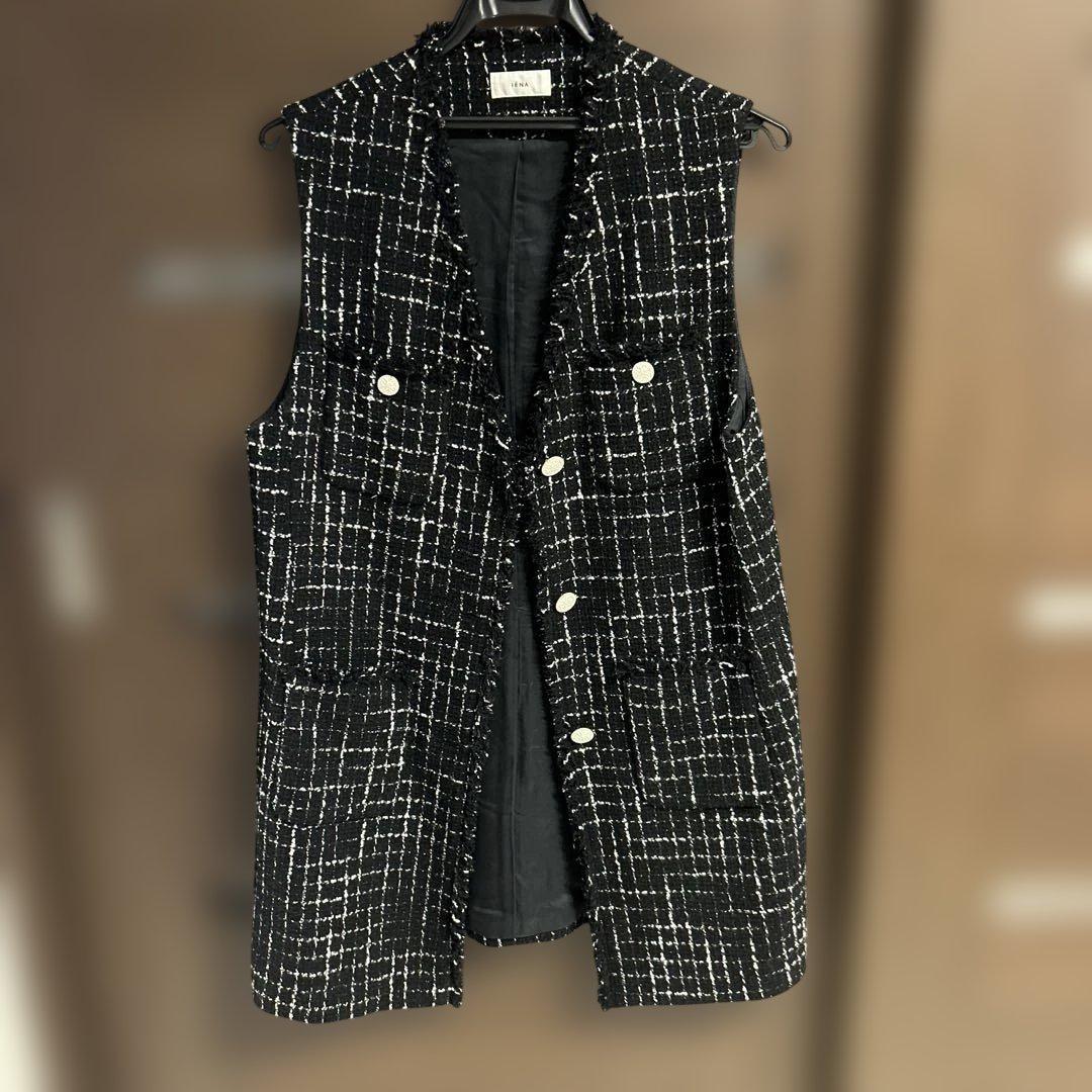 【美品】IENA Monotone Tweed ジレ ベスト ツイード