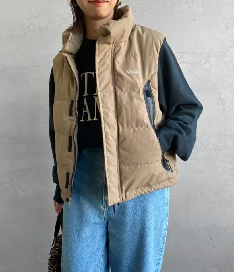 JEANS FACTORY×NANGAコラボ　タキビダウンベスト　ベージュ