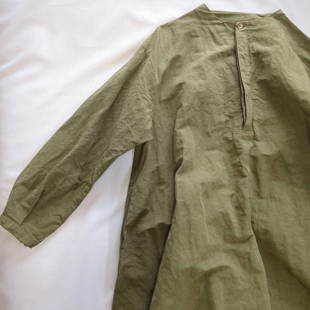nest Robe│コットンリネン ロングワンピース ゆったり カーキ 洗える