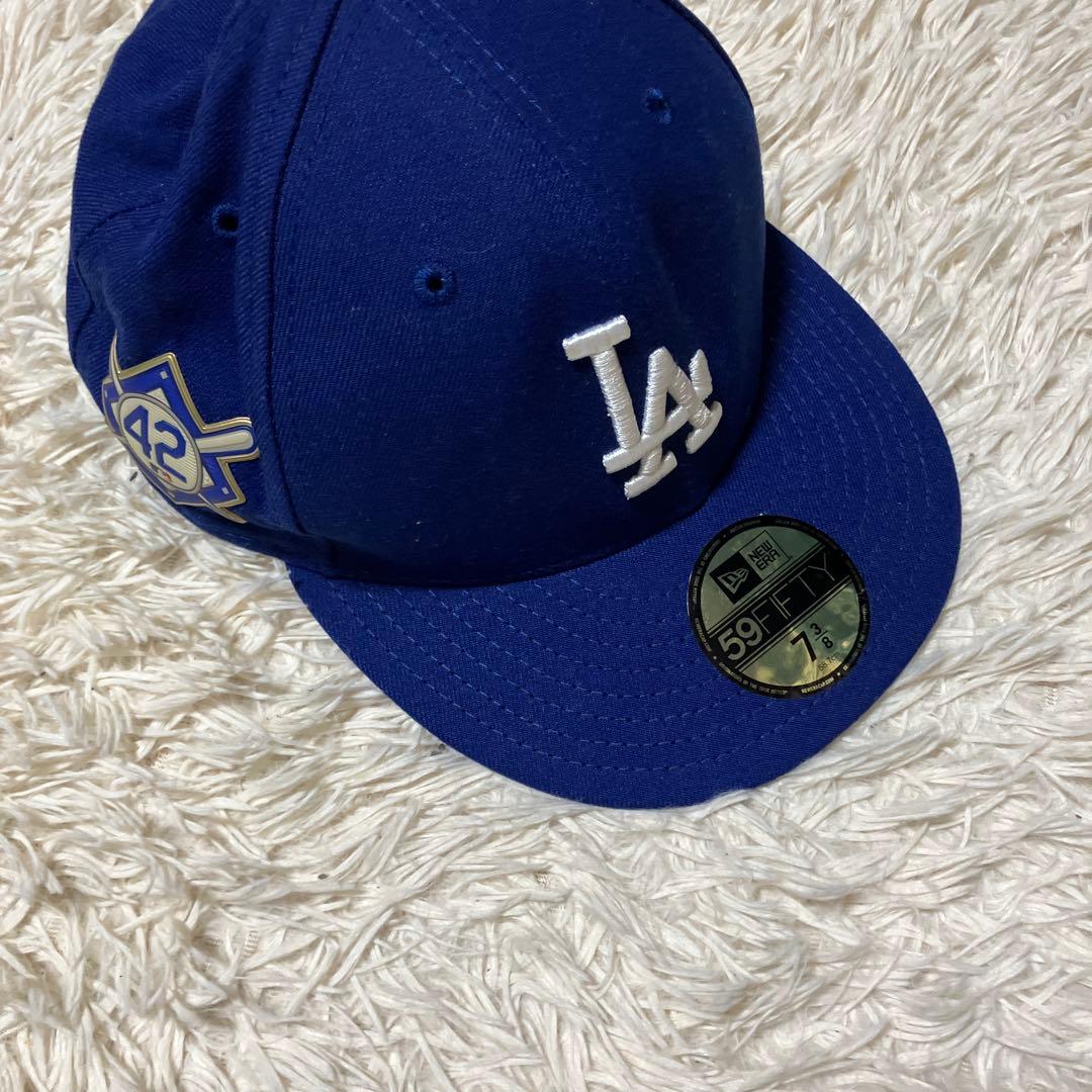 大谷翔平 ドジャース MLB 59FIFTY キャップ 7 1/4 青 42番