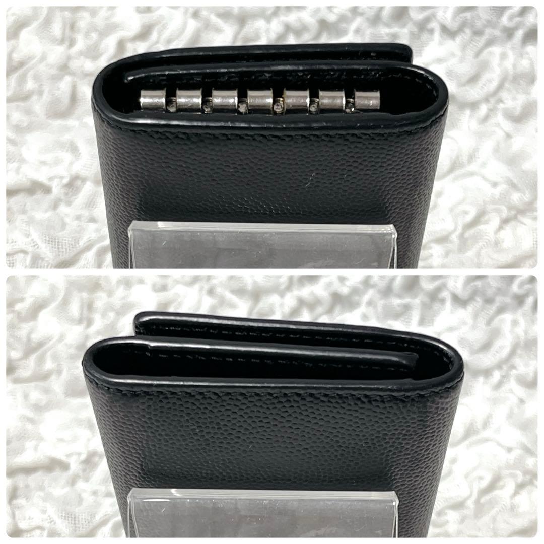 極美品✨サンローラン　6連　キーケース　キーリング　キャビアスキン　YSL　黒