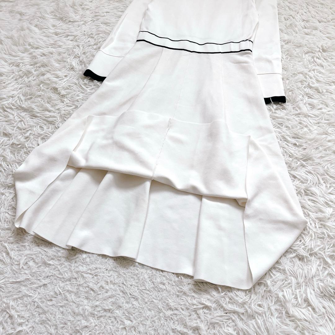 上品✨セルフォード　ボウタイワンピース　Aライン　リボン　ロング丈　白黒