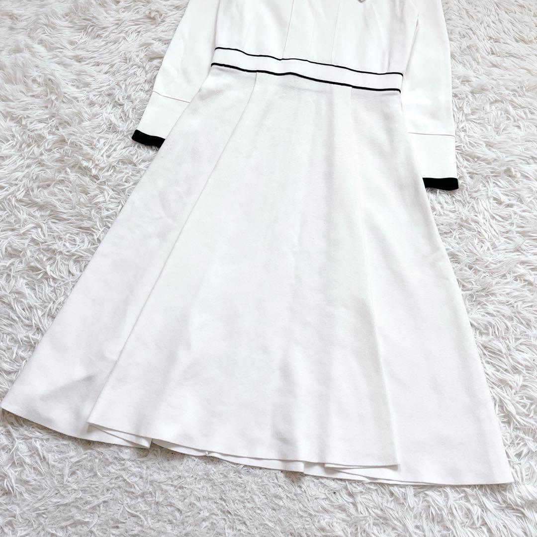 上品✨セルフォード　ボウタイワンピース　Aライン　リボン　ロング丈　白黒