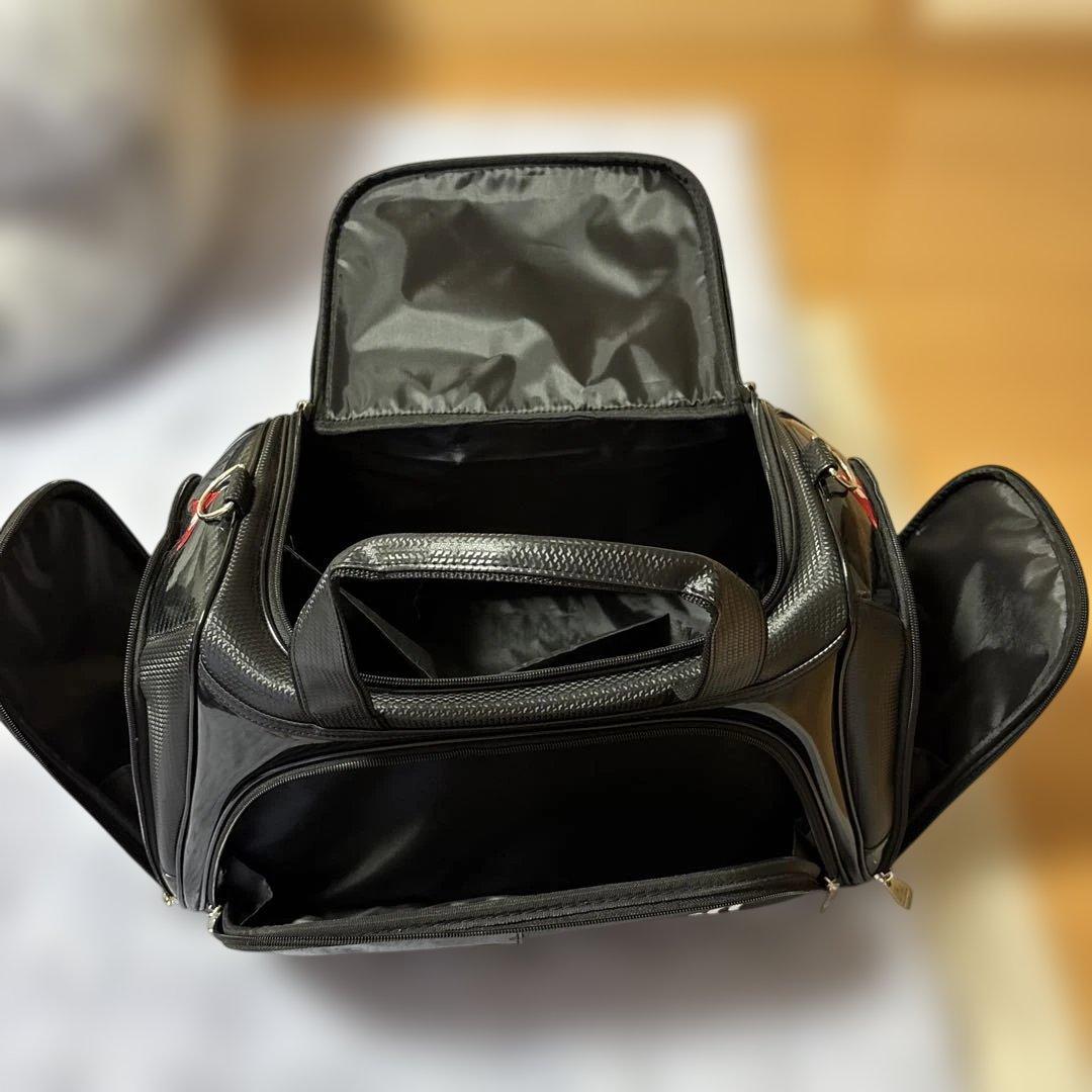 新品ルコックゴルフシューズ収納ポケット付きボストンバッグ ブラック+ホワイト