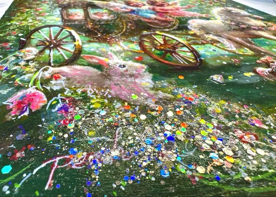 ま*ゆ様 絵画原画　《Spiritual Cupids》　キラキラ溢れるバレンタ