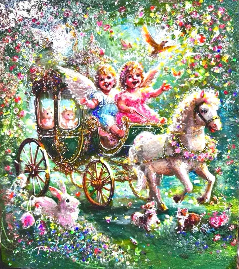 ま*ゆ様 絵画原画　《Spiritual Cupids》　キラキラ溢れるバレンタ