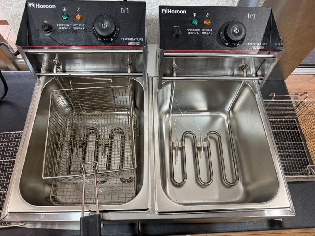 【動作確認済】業務用 電気フライヤー 2槽式 Horoon 卓上 100V