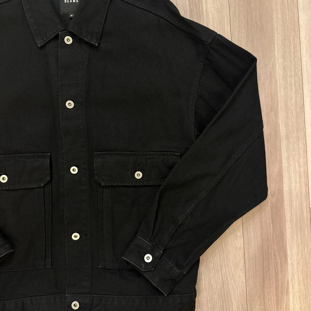 【美品】 ビームス BEAMS ルーズドデニムジャケット ブラック