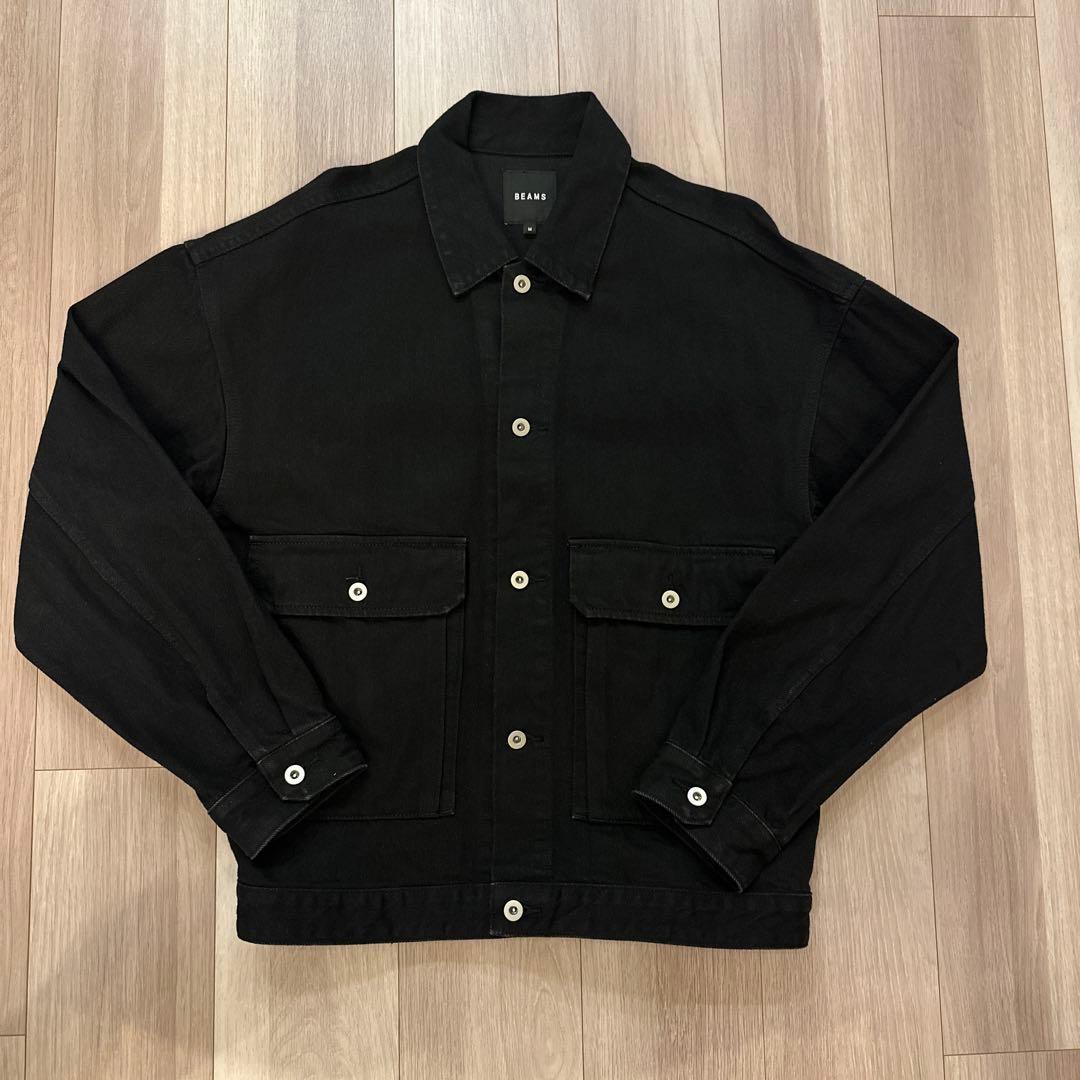 【美品】 ビームス BEAMS ルーズドデニムジャケット ブラック