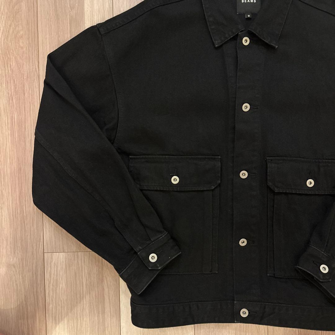 【美品】 ビームス BEAMS ルーズドデニムジャケット ブラック