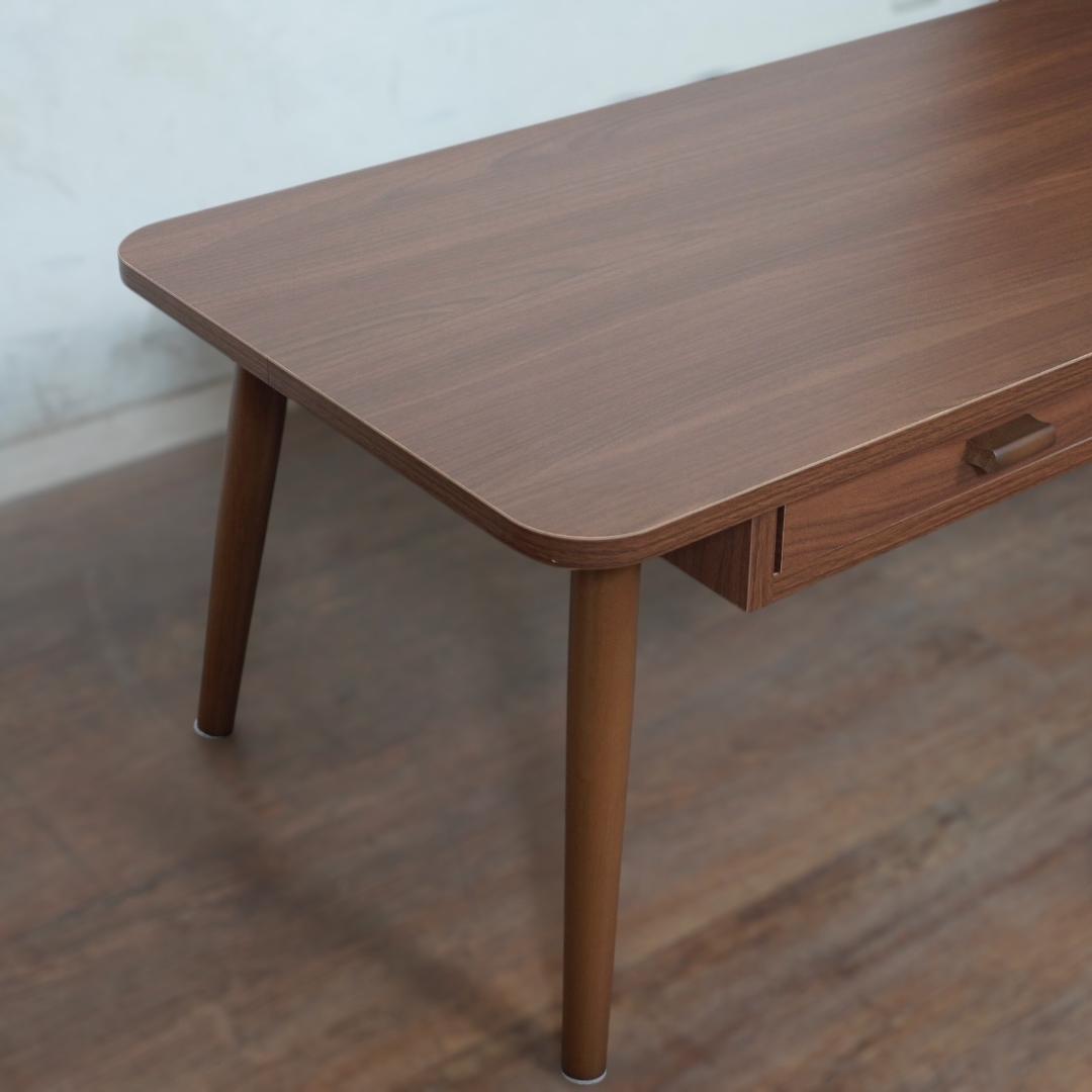 【新品】木目調　ローテーブル　両面引出し付き　幅100cm　シンプル　北欧風