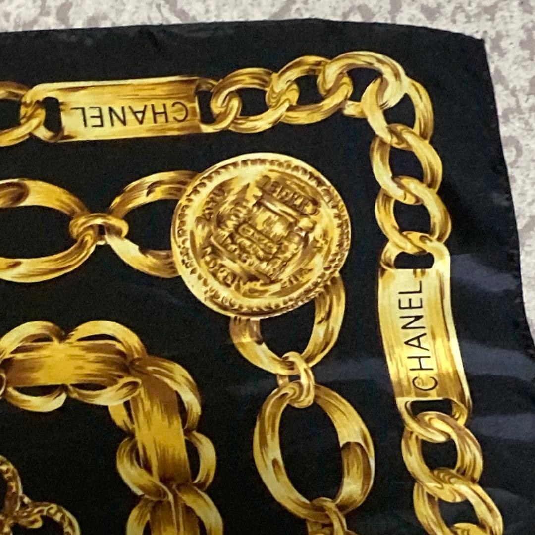 y*6様 CHANEL シャネル チェーン柄 シルクスカーフ 85×85cm