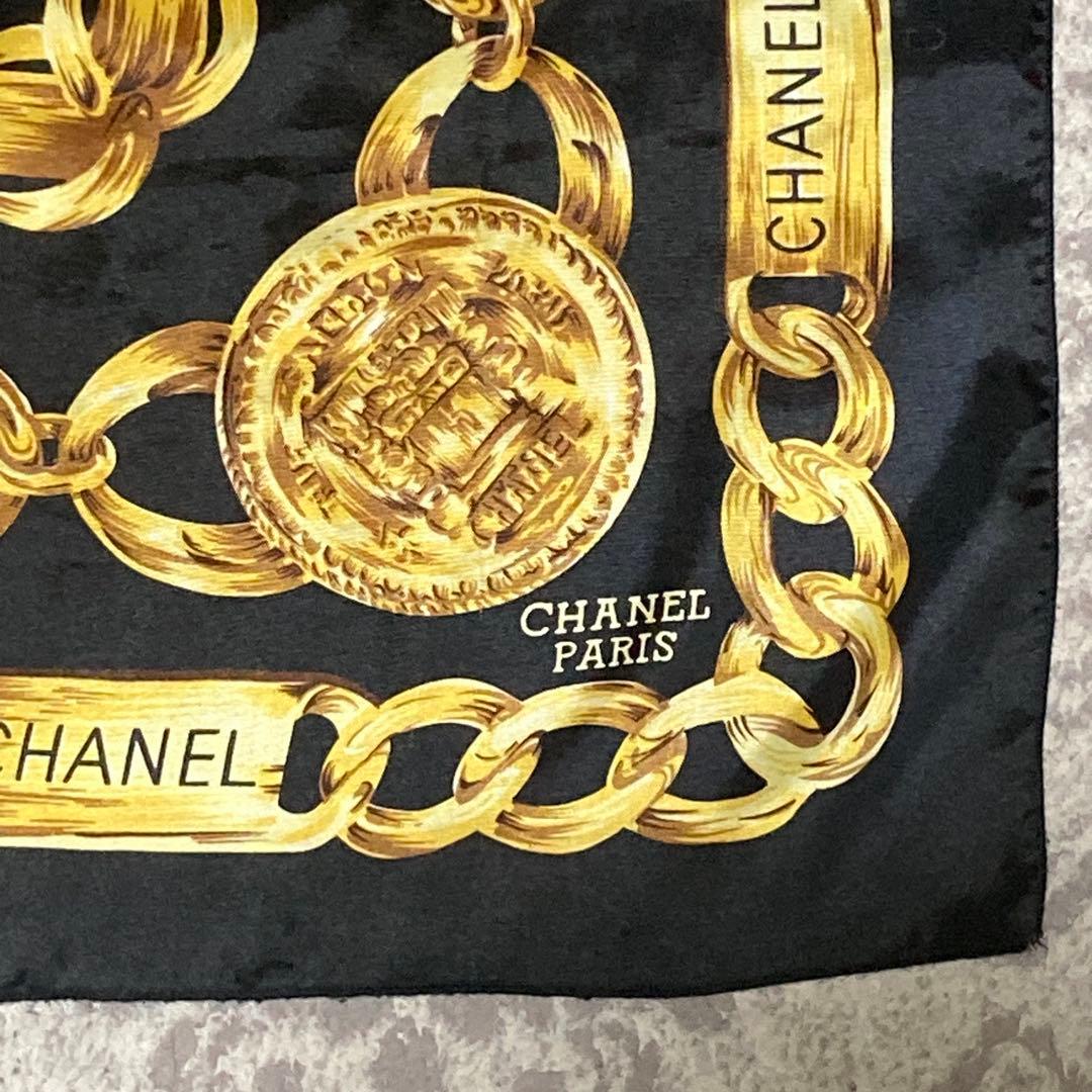 y*6様 CHANEL シャネル チェーン柄 シルクスカーフ 85×85cm