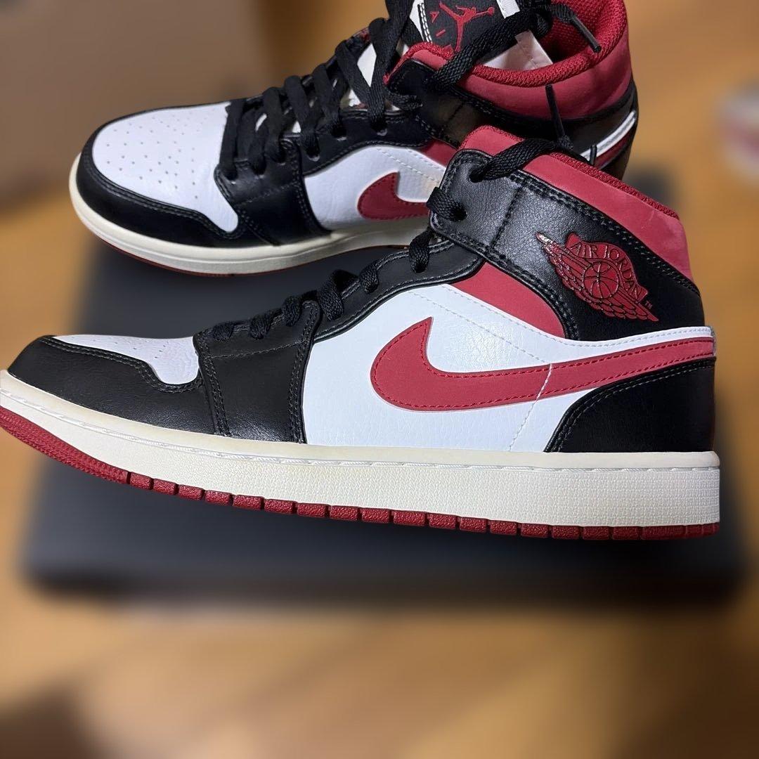 シューズ(男性用) Nike Air Jordan 1 Mid WHITE/GYMRED