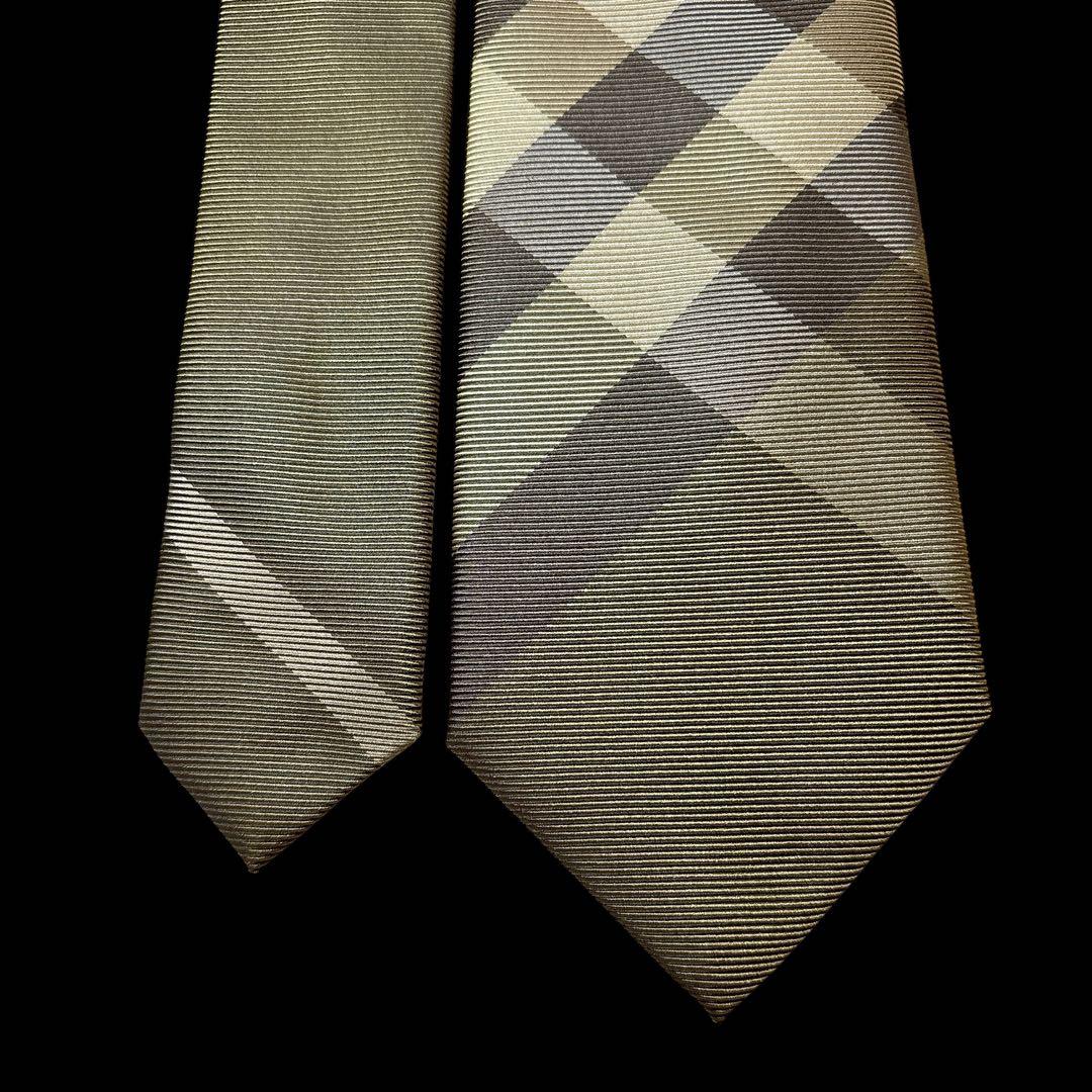未使用近い BURBERRY ノバチェック ネクタイ カーキ ベージュ