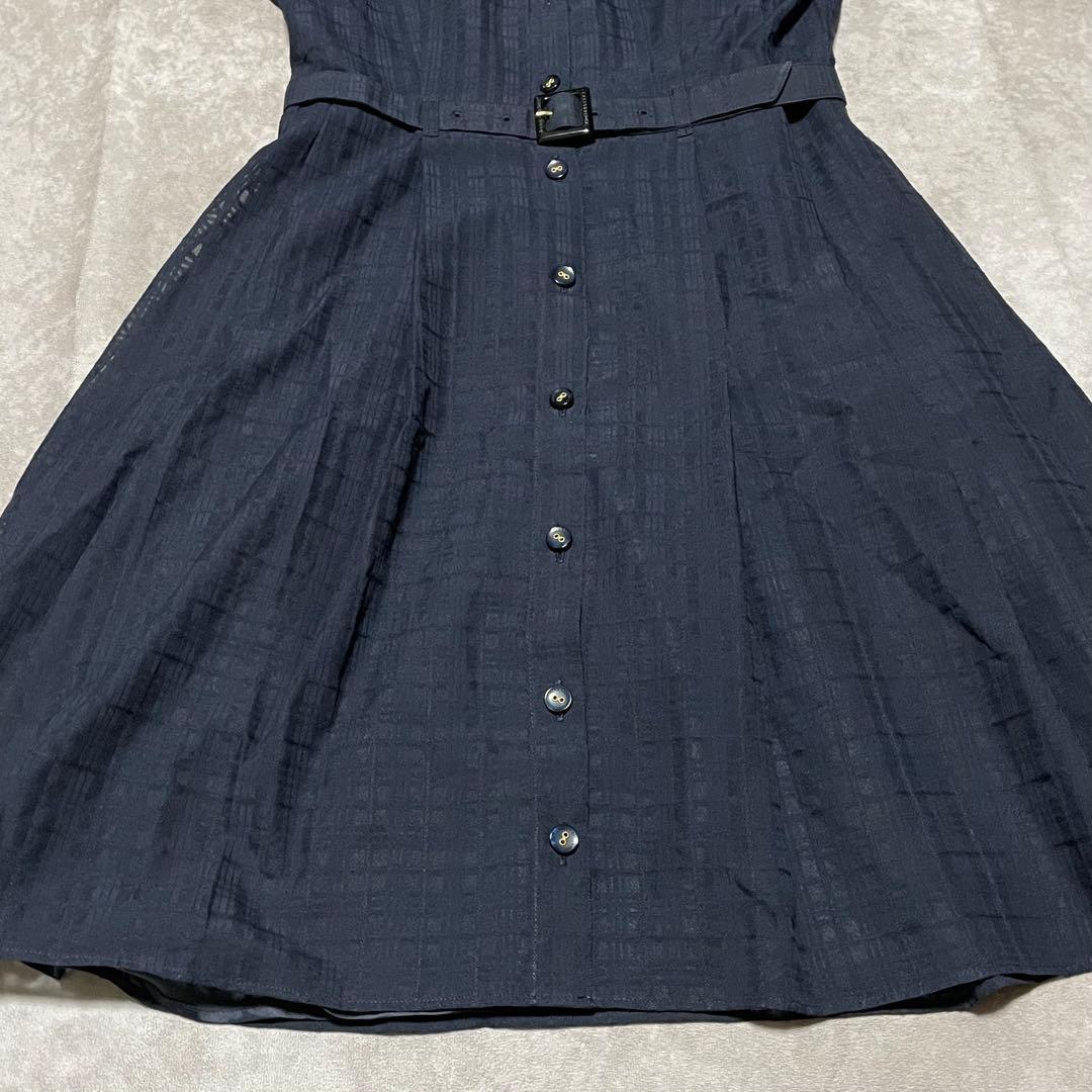 ブルーレーベルクレストブリッジ　シャツワンピース　半袖　ベルト　キャミ付き　36
