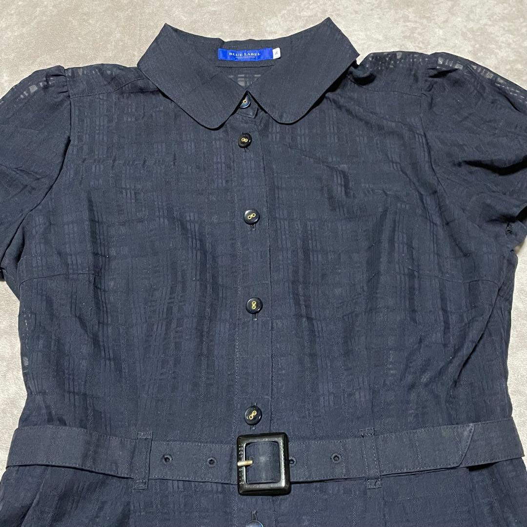ブルーレーベルクレストブリッジ　シャツワンピース　半袖　ベルト　キャミ付き　36