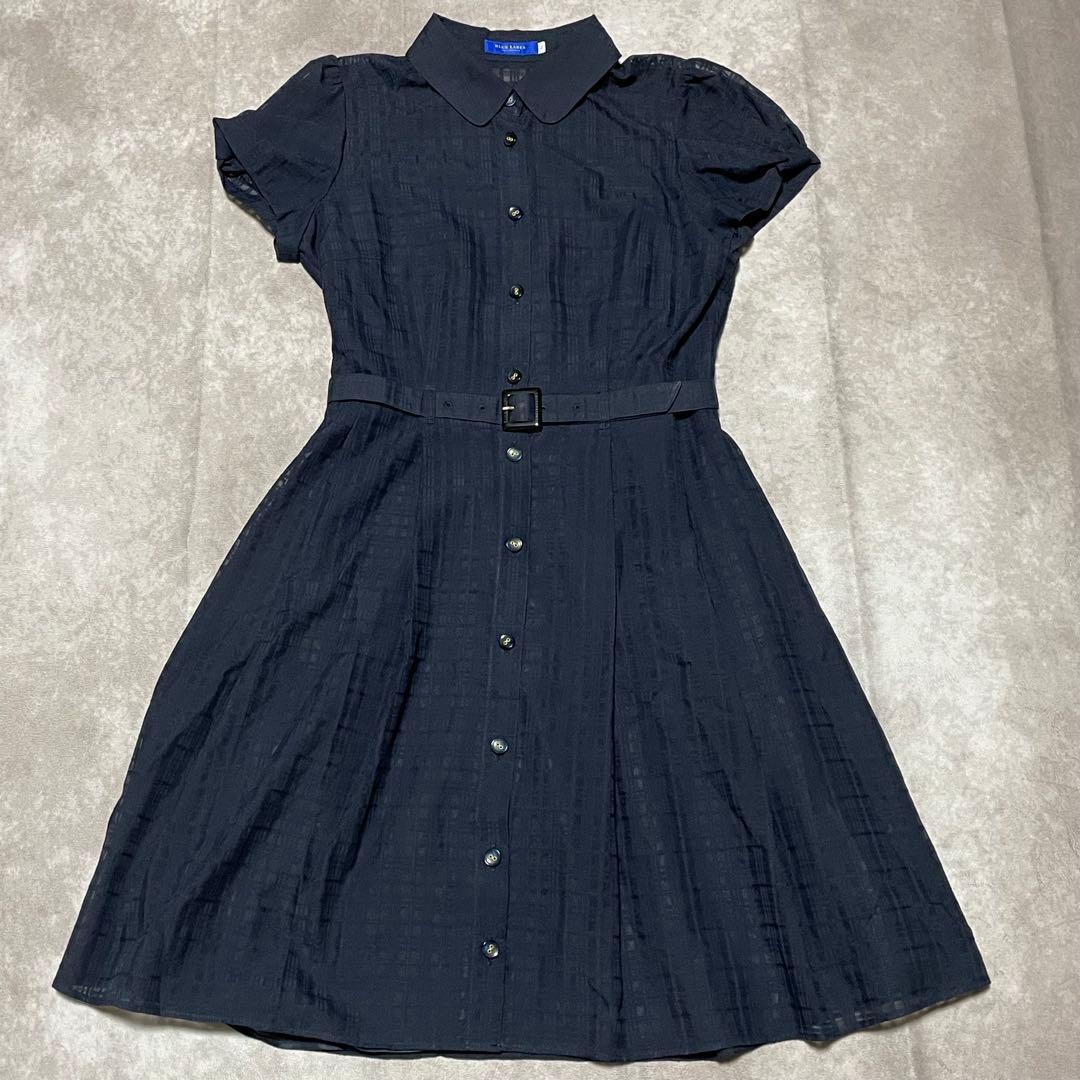 ブルーレーベルクレストブリッジ　シャツワンピース　半袖　ベルト　キャミ付き　36