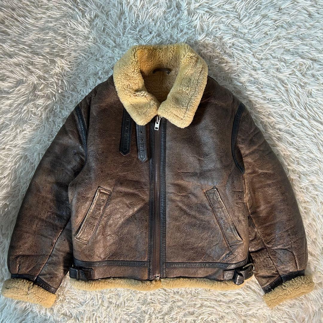 【良品】ハラジュクマザー　フライトジャケット　B-3　リアルムートン　Lサイズ