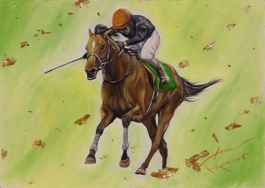 上鈴木正一 油彩画 A4『 レースシーン 1 』新作原画 オススメの作品です!!
