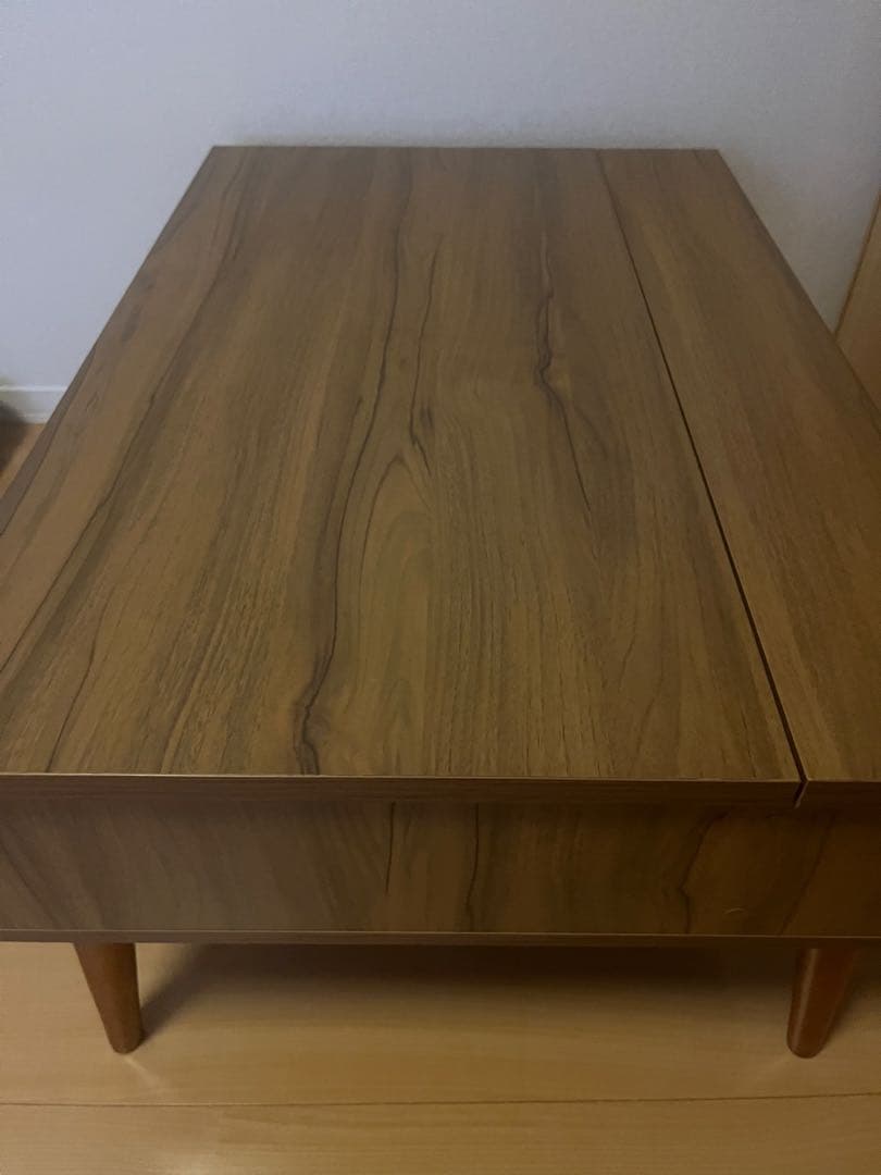 昇降式　リフトアップテーブル 90cm ブラウン