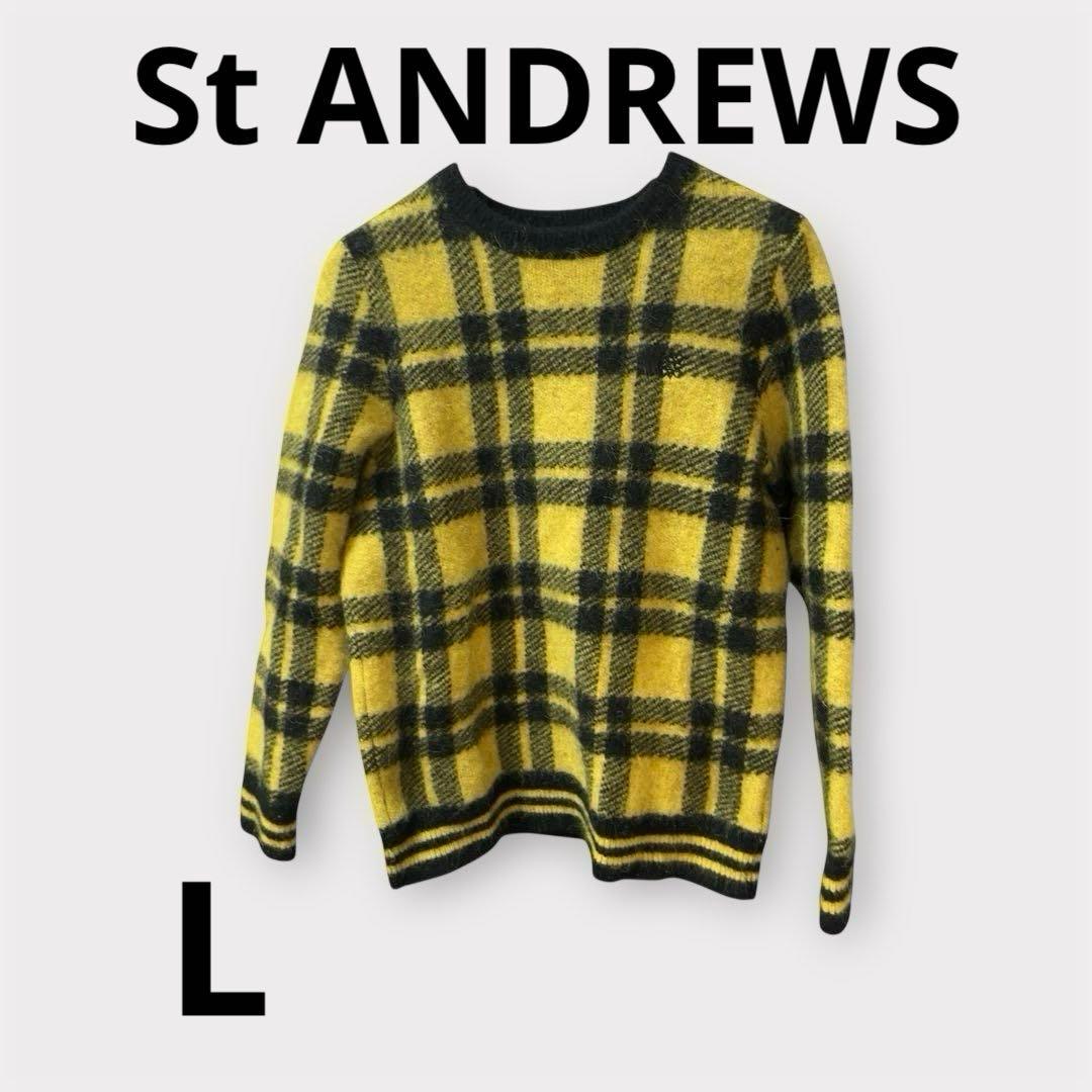 St ANDREWS ニット ウール チェック ゴルフ