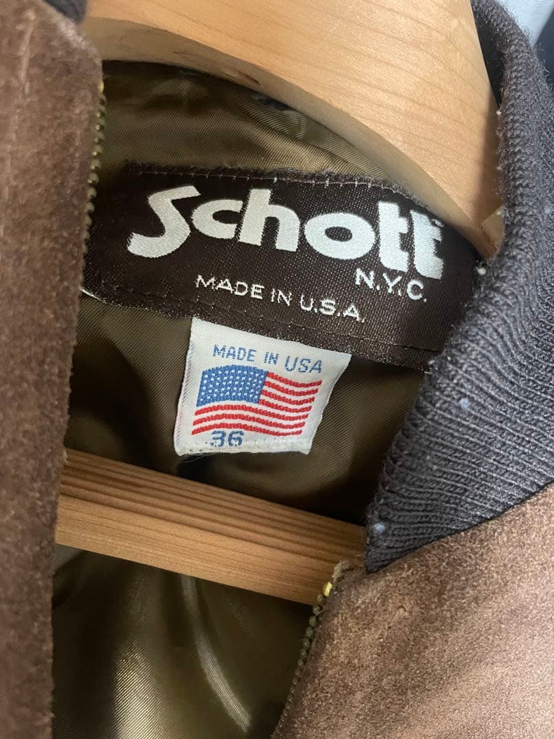 Schott スエードジャケット 36 Schott ブラウン ショット USA