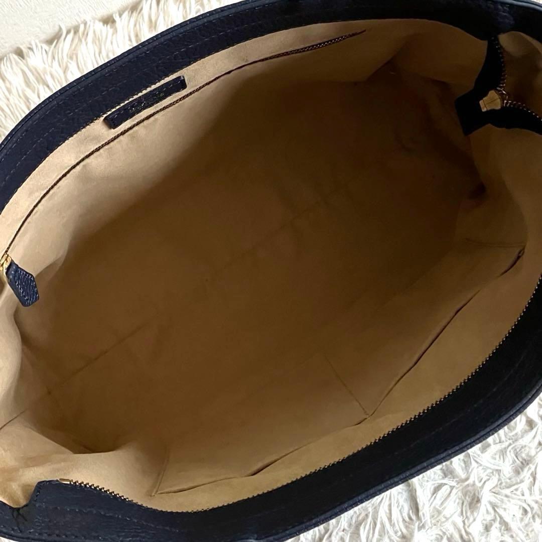 【極美品 大容量】ハッシュタグ　トートバッグ　ネイビー　本革　シボ革　日本製